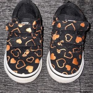 Vans Black and Orange Heart Toddler Sneakers